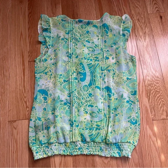 Jessica Green Multi-Pattern Ruffle Cap Sleeve Blouse - Picture 5 of 9